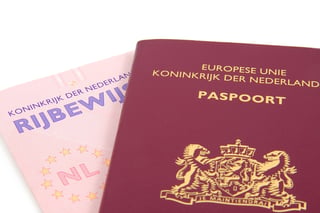 Dutch Documentation Passport And Drivers License Isolated On White Background
