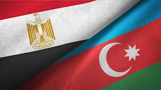 Egypt and Azerbaijan flags close-up