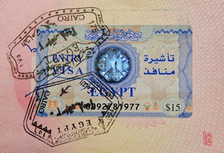 Egyptian Entry Visa filled with stamps