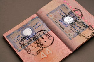 Entry Egyptian Visa In The Passport Selective Focus Travel Concept
