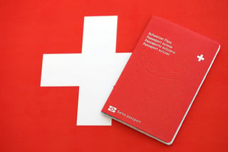 Swiss passport on flag