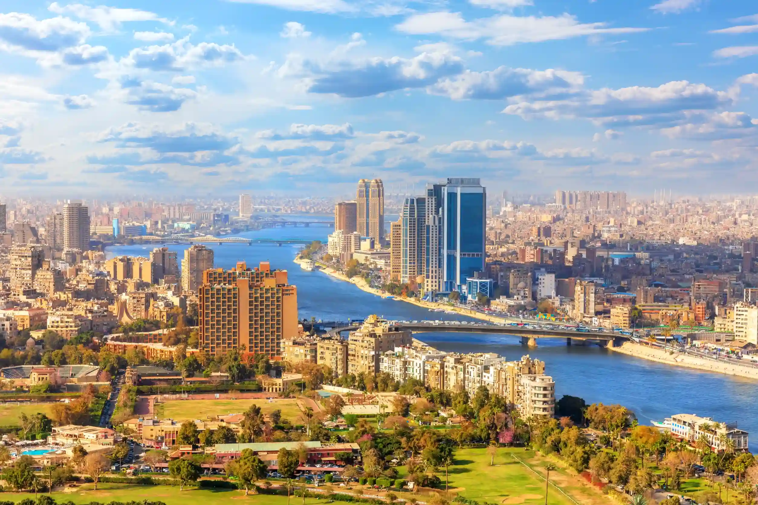 cairo and the nile from above egypt.