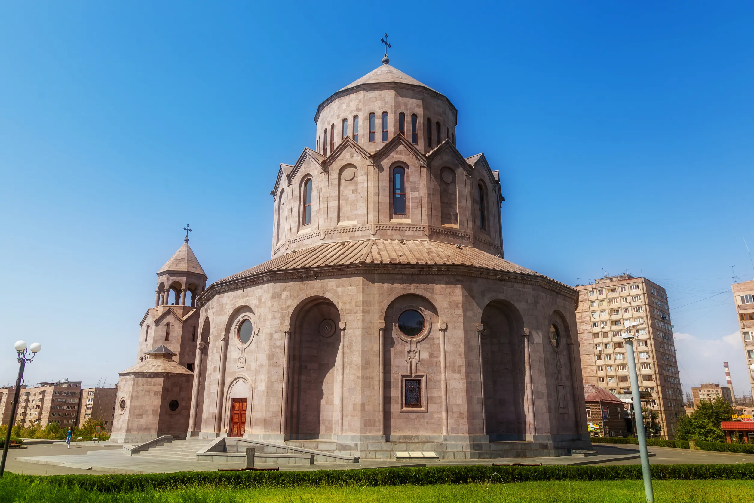 gregorian temple from a tuf in yerevan