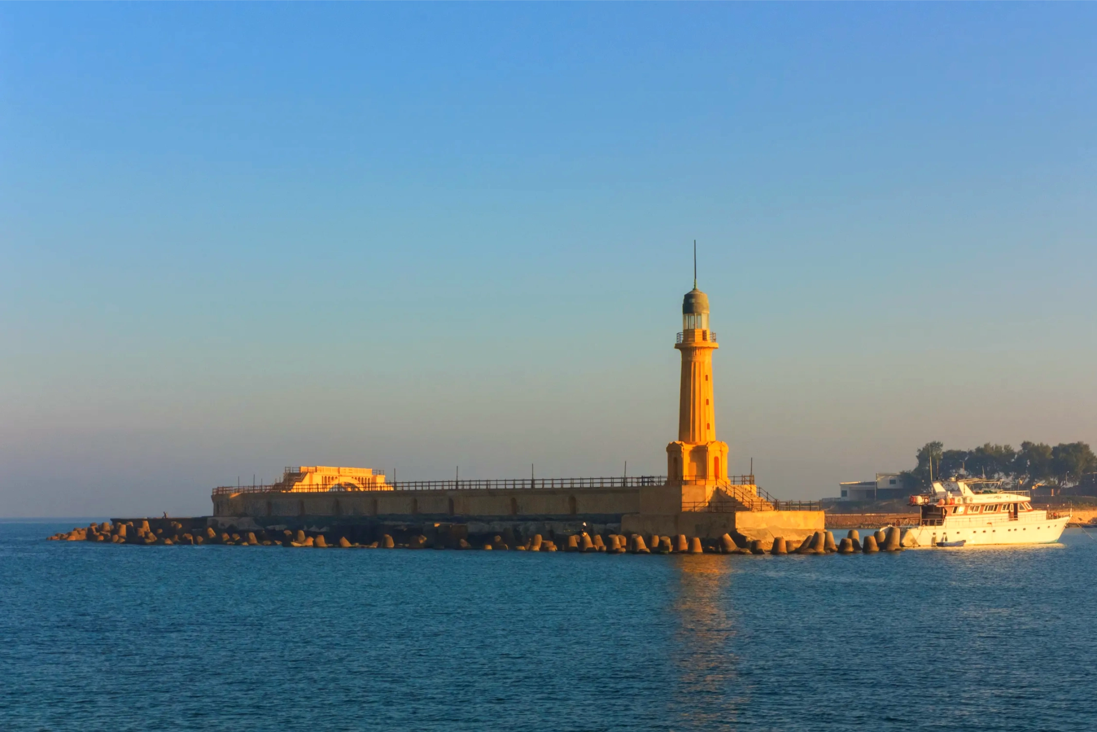 lighthouse of alexandria in the place of legendary pharos egypt