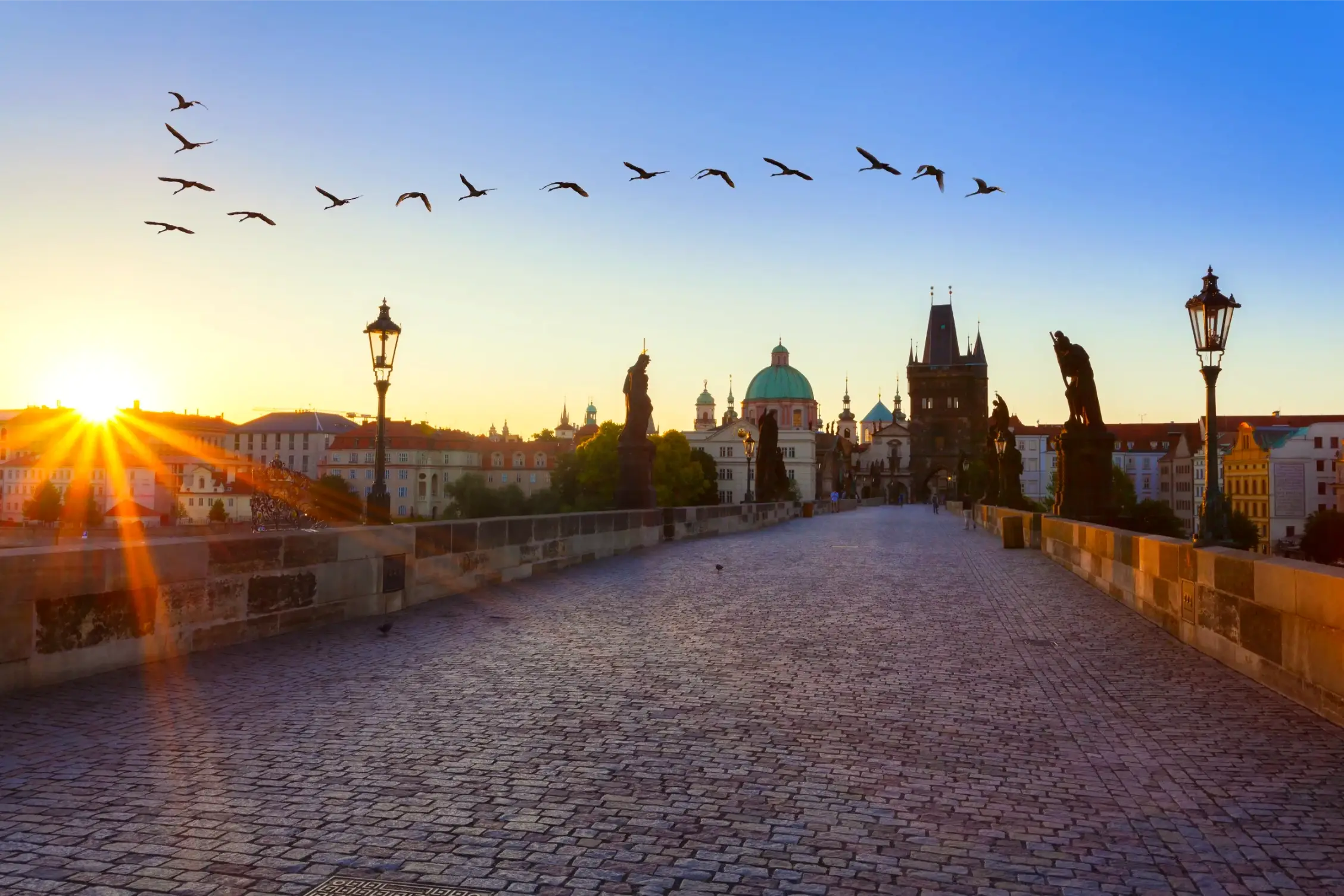 prague czech republic charles bridge with its statuette