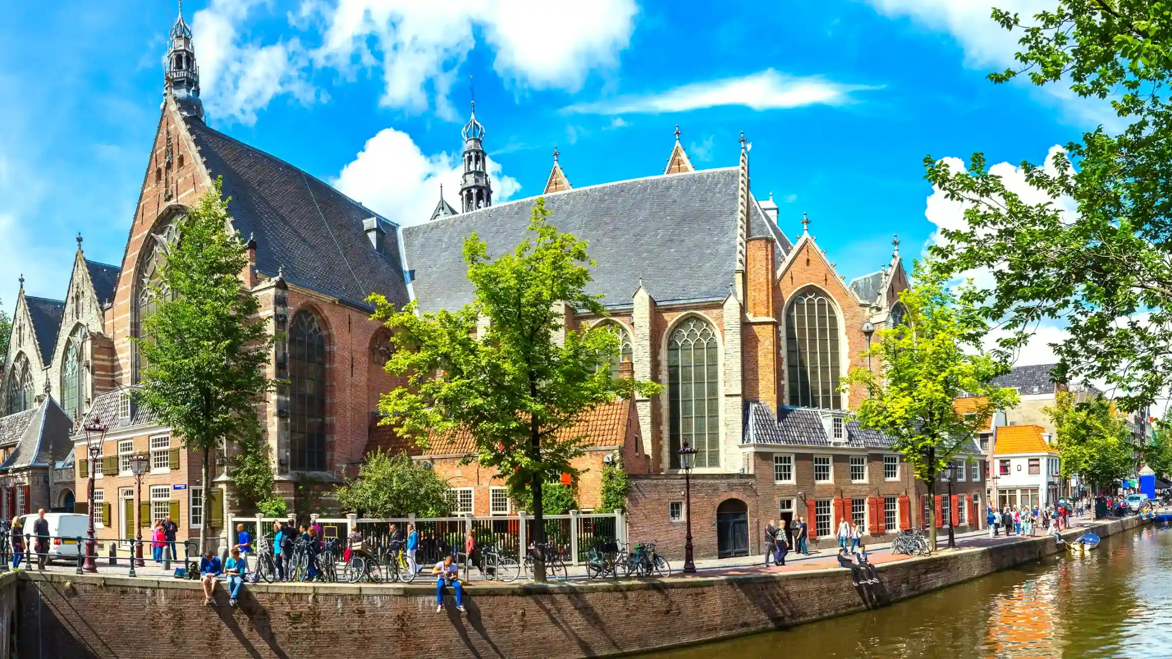 the voorburgwal canal in amsterdam netherlands