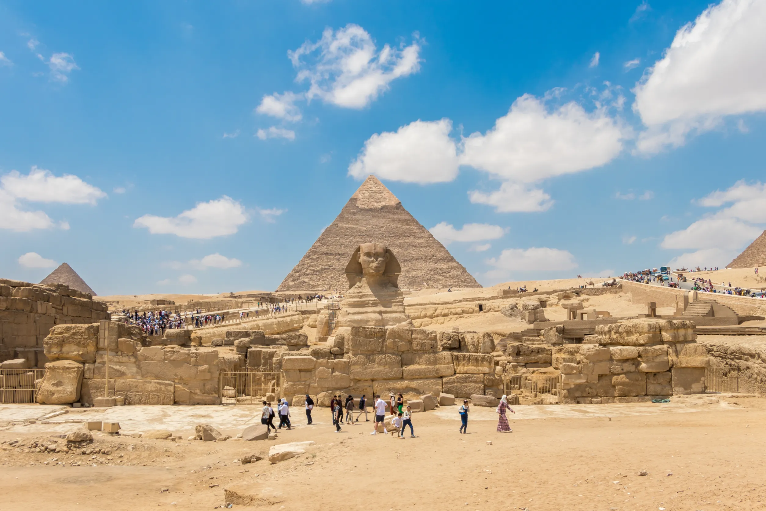 world famous giza pyramids and the great sphinx